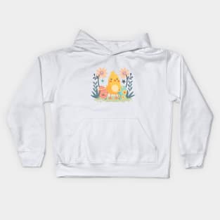 easter chick easter eggs flowers Kids Hoodie